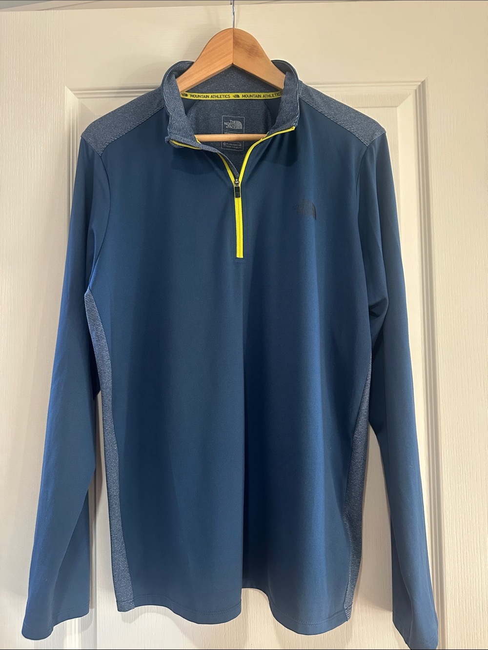 The North Face Men’s Navy Performance Half-Zip with Neon Yellow Trim